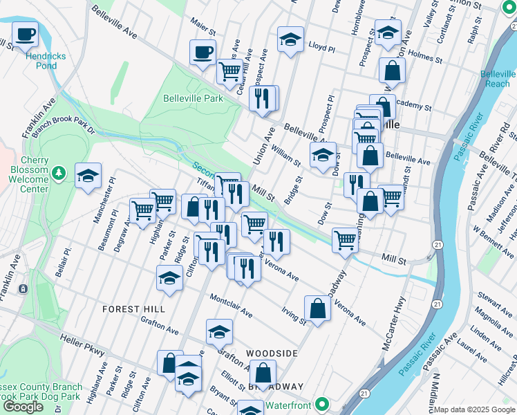 map of restaurants, bars, coffee shops, grocery stores, and more near 890 Summer Avenue in Newark
