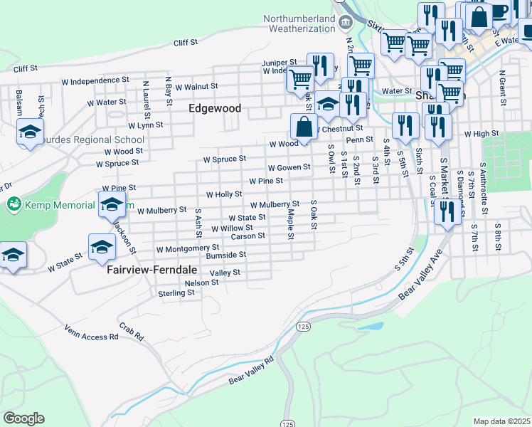 map of restaurants, bars, coffee shops, grocery stores, and more near 1101 West State Street in Fairview-Ferndale
