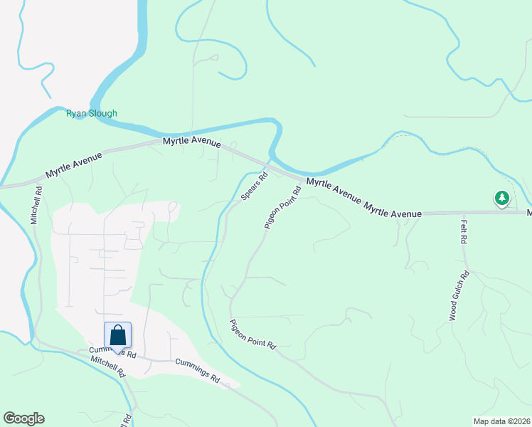 map of restaurants, bars, coffee shops, grocery stores, and more near 2650 Pigeon Point Road in Eureka