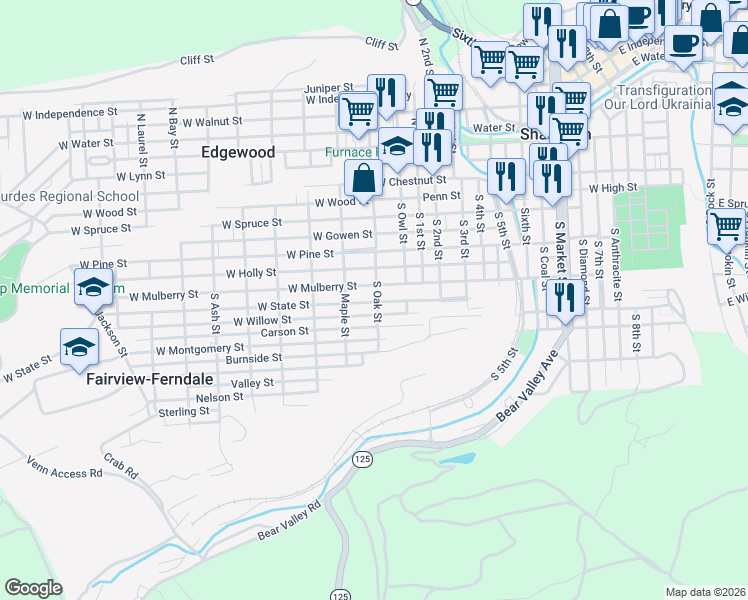 map of restaurants, bars, coffee shops, grocery stores, and more near 901 West State Street in Fairview-Ferndale