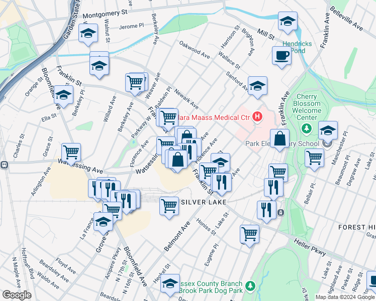 map of restaurants, bars, coffee shops, grocery stores, and more near 12 Naples Avenue in Belleville