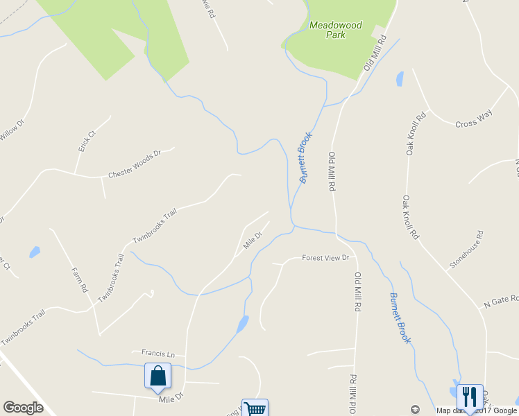 map of restaurants, bars, coffee shops, grocery stores, and more near 47 Mile Drive in Chester