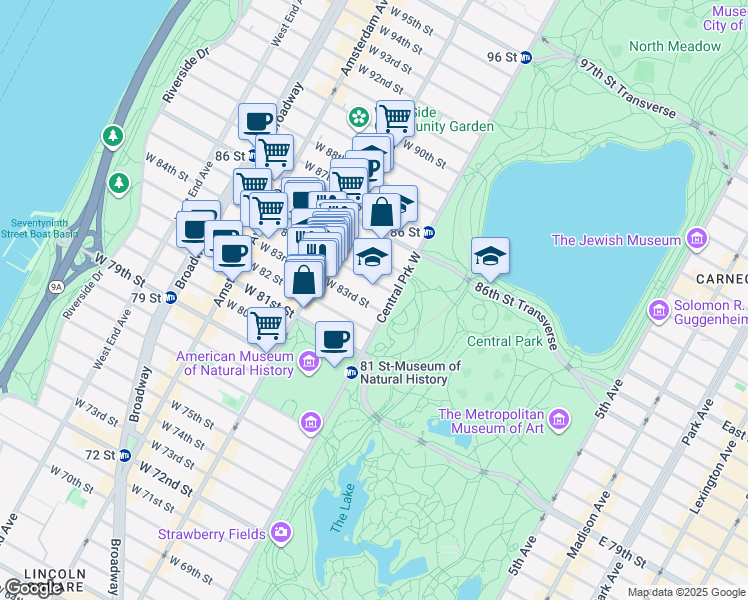 map of restaurants, bars, coffee shops, grocery stores, and more near in New York