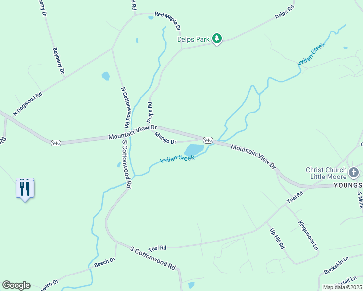 map of restaurants, bars, coffee shops, grocery stores, and more near 3479 Mango Drive in Danielsville