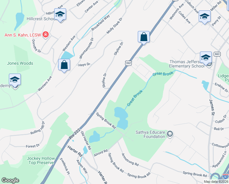 map of restaurants, bars, coffee shops, grocery stores, and more near 190 Mount Kemble Avenue in Morristown