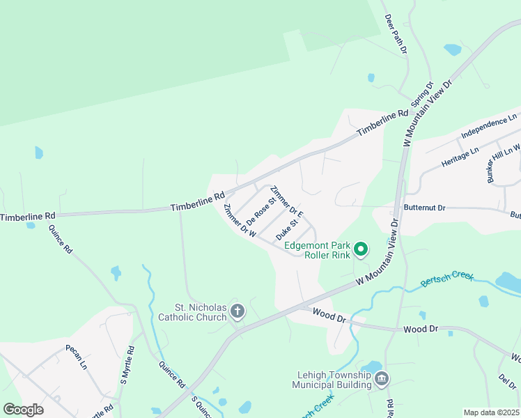 map of restaurants, bars, coffee shops, grocery stores, and more near 40 De Rose Street in Walnutport