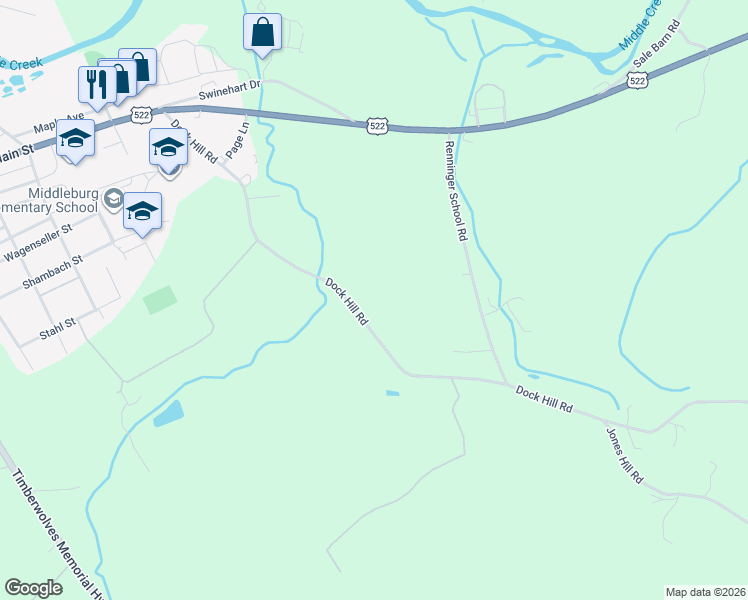 map of restaurants, bars, coffee shops, grocery stores, and more near 147 Dock Hill Road in Middleburg