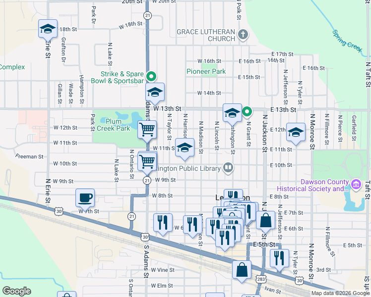 map of restaurants, bars, coffee shops, grocery stores, and more near 1098 North Harrison Street in Lexington