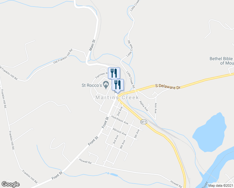 map of restaurants, bars, coffee shops, grocery stores, and more near 6635 Main Street in Bangor