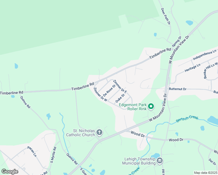 map of restaurants, bars, coffee shops, grocery stores, and more near 40 De Rose Street in Walnutport