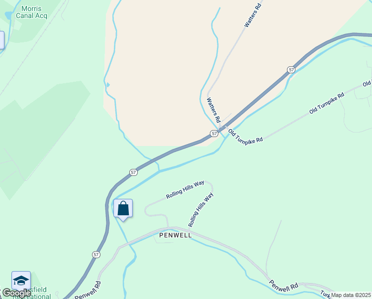 map of restaurants, bars, coffee shops, grocery stores, and more near 1056 New Jersey 57 in Mansfield Township