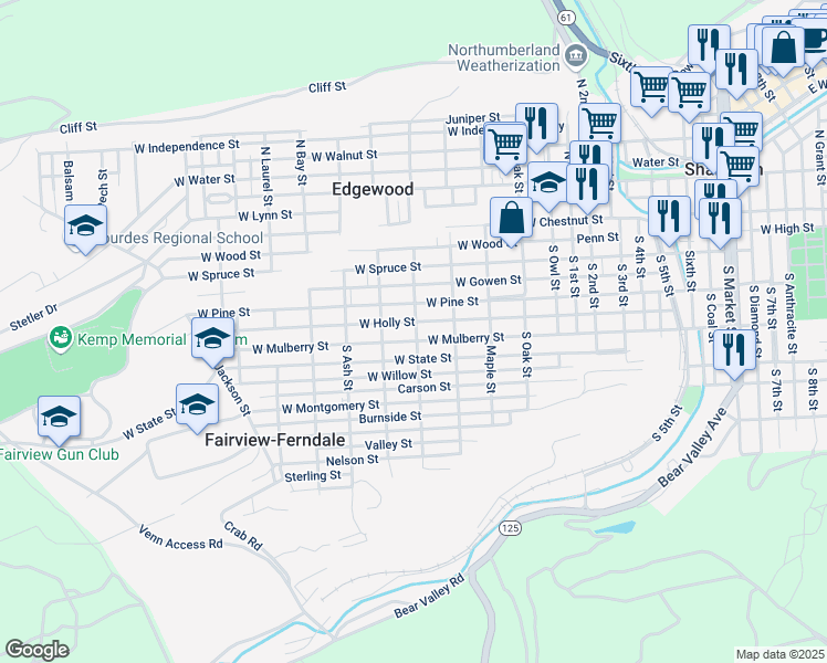 map of restaurants, bars, coffee shops, grocery stores, and more near 1101-1199 W State St in Township of Coal