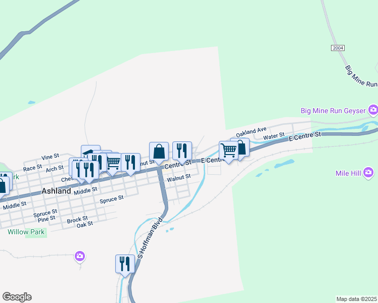 map of restaurants, bars, coffee shops, grocery stores, and more near 13-15 Chestnut Street in Ashland