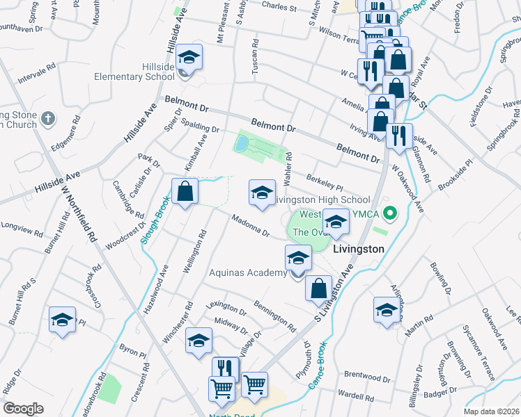 map of restaurants, bars, coffee shops, grocery stores, and more near 30 Robert H Harp Drive in Livingston