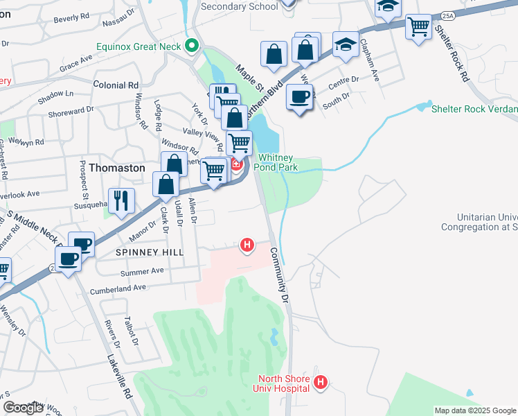 map of restaurants, bars, coffee shops, grocery stores, and more near 1-52 High Street in Great Neck