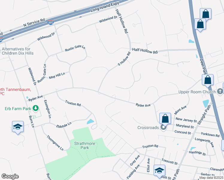 map of restaurants, bars, coffee shops, grocery stores, and more near 47 Hunting Hollow Court in Dix Hills
