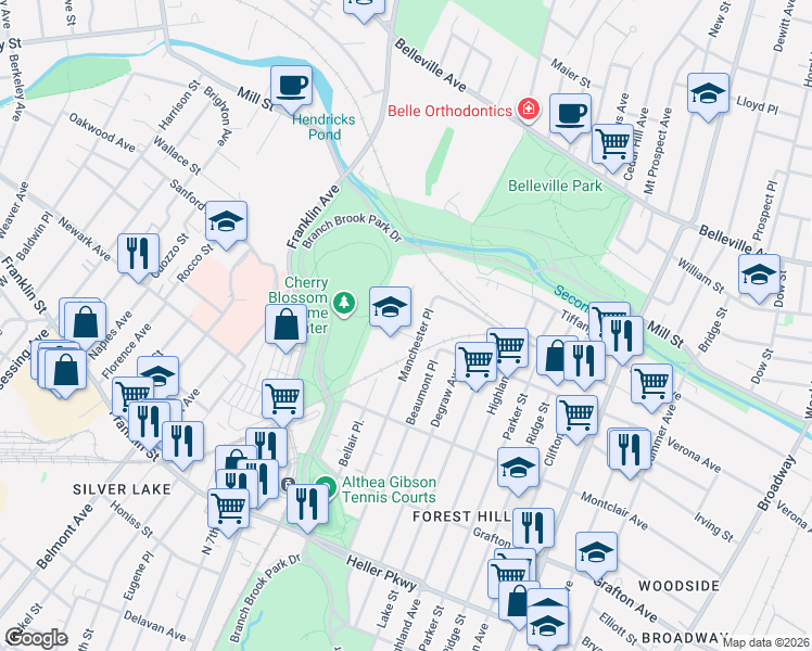 map of restaurants, bars, coffee shops, grocery stores, and more near 367 Verona Avenue in Newark