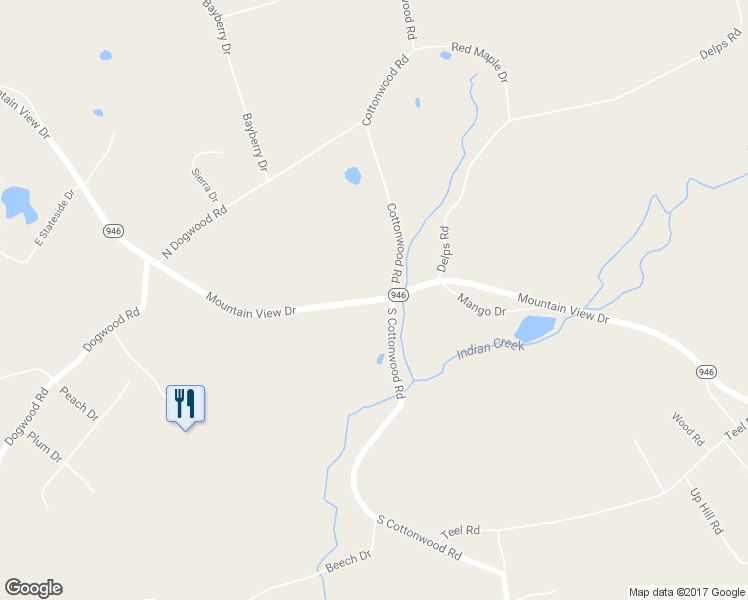 map of restaurants, bars, coffee shops, grocery stores, and more near 3622 Mountain View Drive in Danielsville