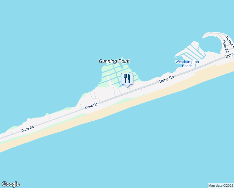 map of restaurants, bars, coffee shops, grocery stores, and more near 550 Dune Road in Westhampton Beach