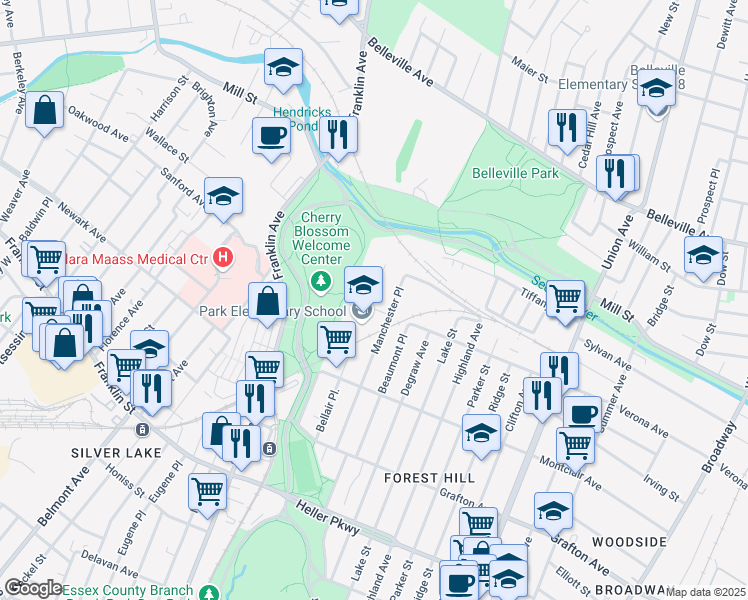 map of restaurants, bars, coffee shops, grocery stores, and more near 367 Verona Avenue in Newark