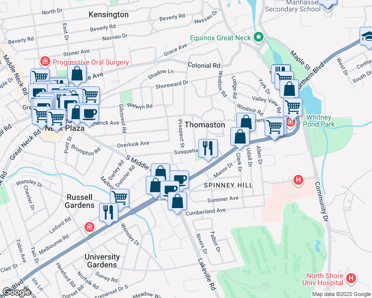map of restaurants, bars, coffee shops, grocery stores, and more near 26 Prospect Street in Great Neck