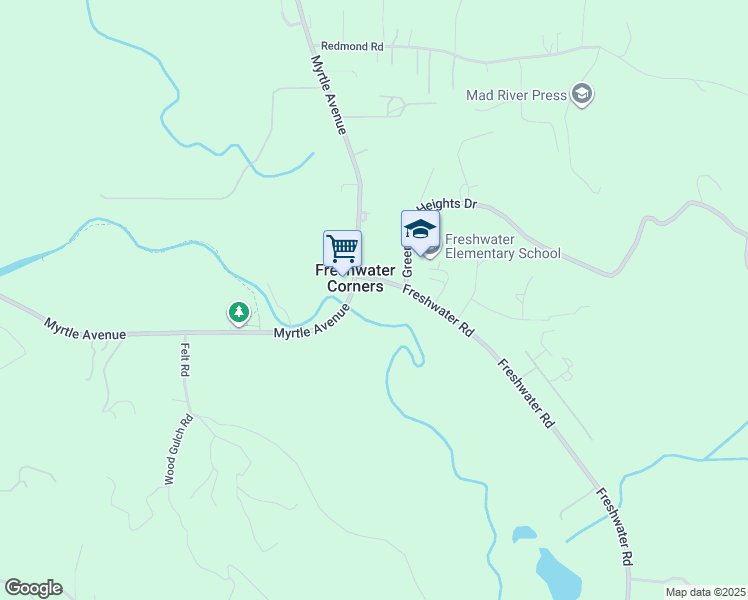 map of restaurants, bars, coffee shops, grocery stores, and more near 70 Freshwater Road in Eureka