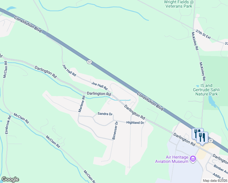 map of restaurants, bars, coffee shops, grocery stores, and more near 2944 Darlington Road in Beaver Falls