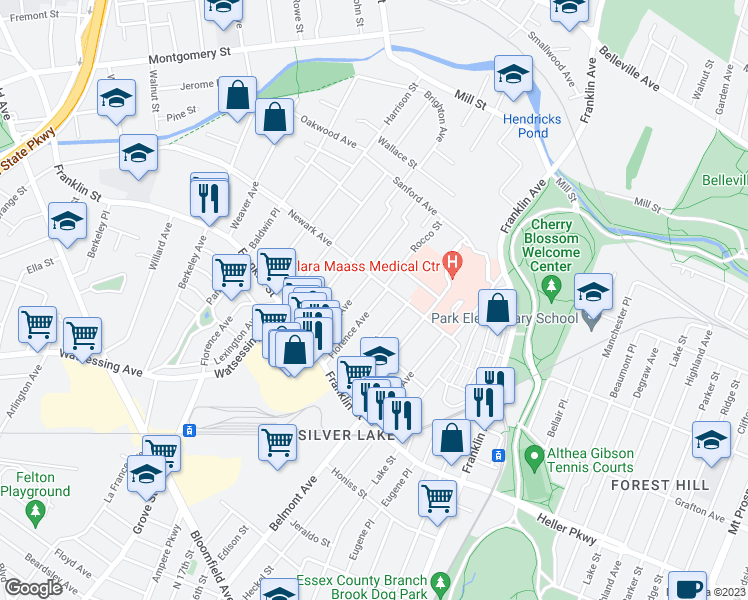 map of restaurants, bars, coffee shops, grocery stores, and more near 64 Naples Avenue in Belleville