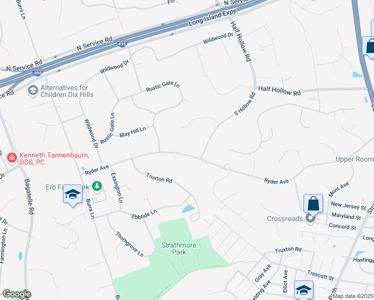 map of restaurants, bars, coffee shops, grocery stores, and more near 109 Ryder Avenue in Dix Hills