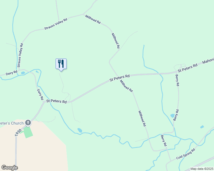 map of restaurants, bars, coffee shops, grocery stores, and more near 334 Saint Peters Road in Andreas