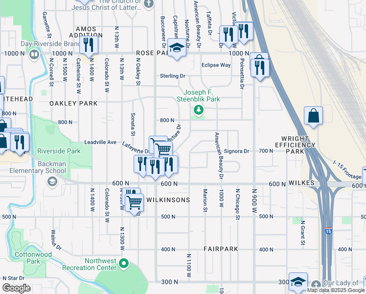 map of restaurants, bars, coffee shops, grocery stores, and more near 706 Lafayette Drive in Salt Lake City