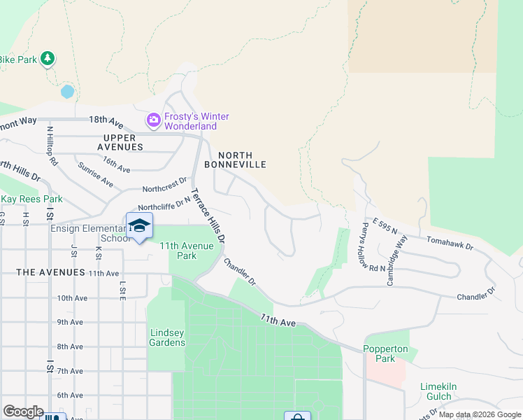 map of restaurants, bars, coffee shops, grocery stores, and more near 741 North Northland Drive in Salt Lake City