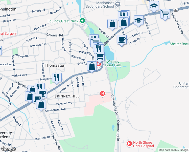 map of restaurants, bars, coffee shops, grocery stores, and more near 1010 New York 25A in Great Neck