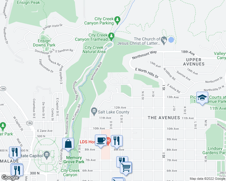 map of restaurants, bars, coffee shops, grocery stores, and more near 357 East Charity Cove in Salt Lake City
