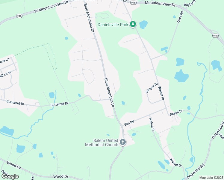 map of restaurants, bars, coffee shops, grocery stores, and more near 1180 Blue Mountain Drive in Danielsville