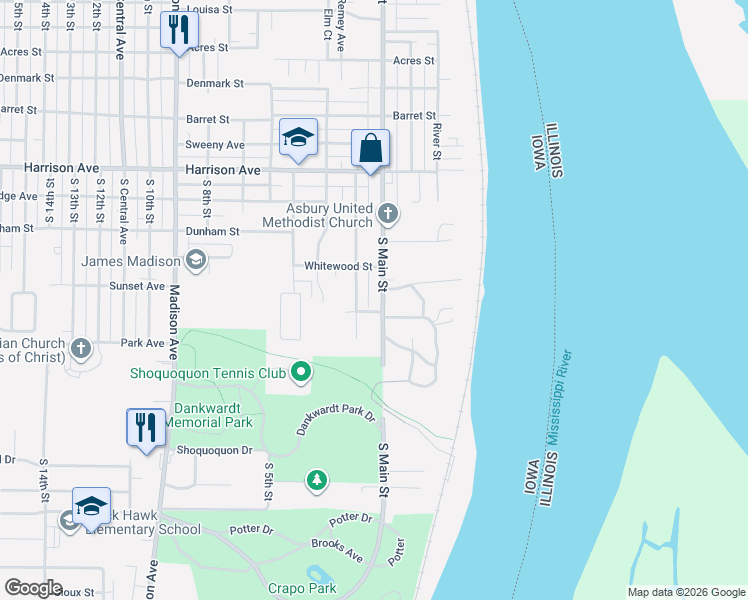map of restaurants, bars, coffee shops, grocery stores, and more near 2440 South 3rd Street in Burlington