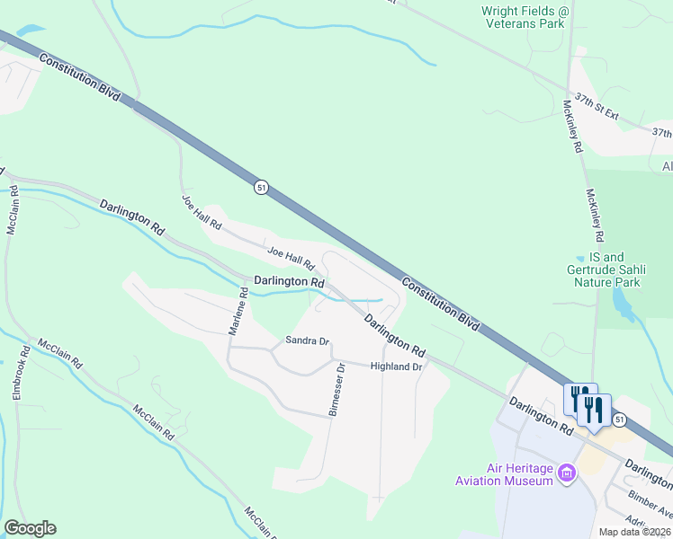 map of restaurants, bars, coffee shops, grocery stores, and more near 2944 Darlington Road in Beaver Falls