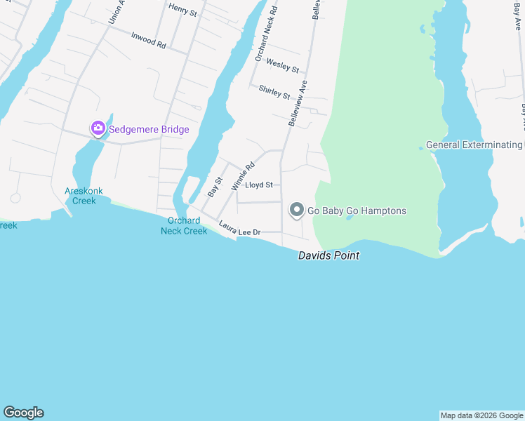 map of restaurants, bars, coffee shops, grocery stores, and more near 6 Sinnickson Road in Center Moriches