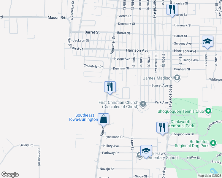 map of restaurants, bars, coffee shops, grocery stores, and more near 2207 Piper Place in Burlington