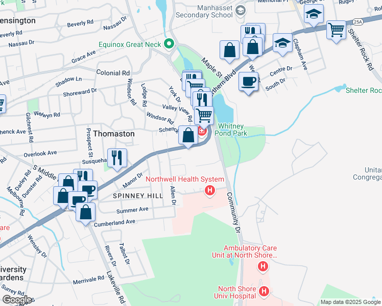 map of restaurants, bars, coffee shops, grocery stores, and more near 1010 New York 25A in Great Neck