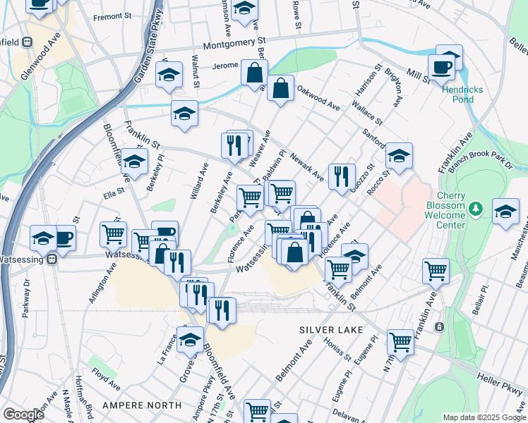 map of restaurants, bars, coffee shops, grocery stores, and more near 33 Farrandale Avenue in Bloomfield