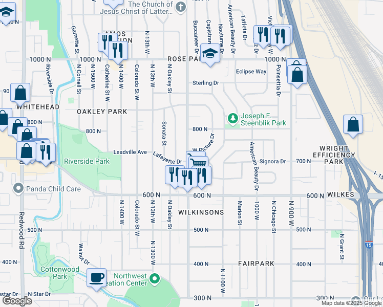 map of restaurants, bars, coffee shops, grocery stores, and more near 1177 West Picture Drive in Salt Lake City
