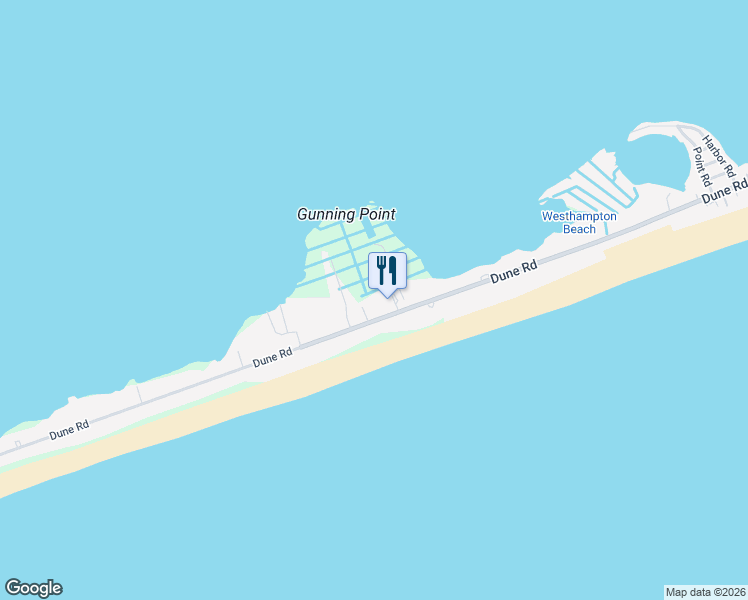 map of restaurants, bars, coffee shops, grocery stores, and more near 542 Dune Road in Westhampton Beach