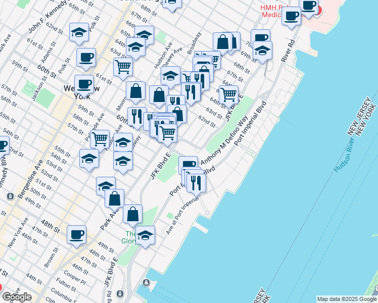 map of restaurants, bars, coffee shops, grocery stores, and more near 6040 Be Aka Ken Boulevard East in West New York