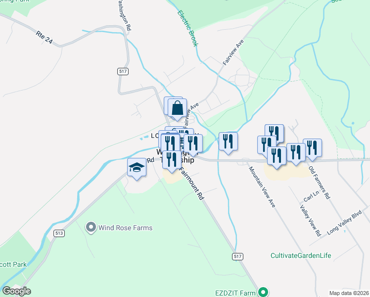 map of restaurants, bars, coffee shops, grocery stores, and more near in Washington Township