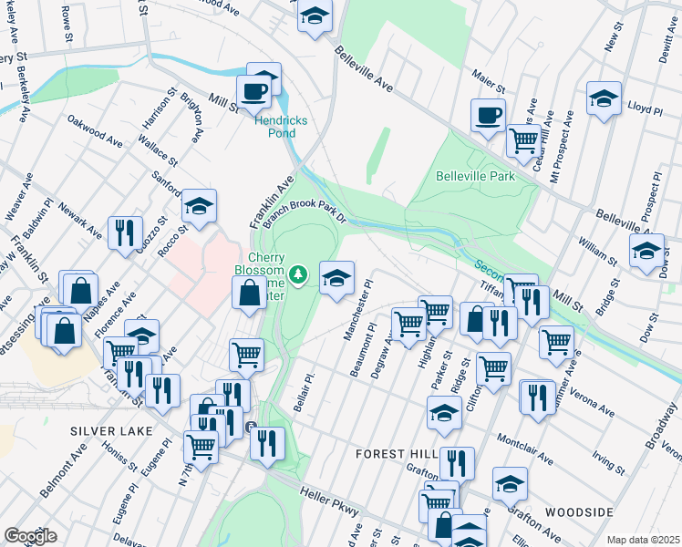 map of restaurants, bars, coffee shops, grocery stores, and more near 367 Verona Avenue in Newark