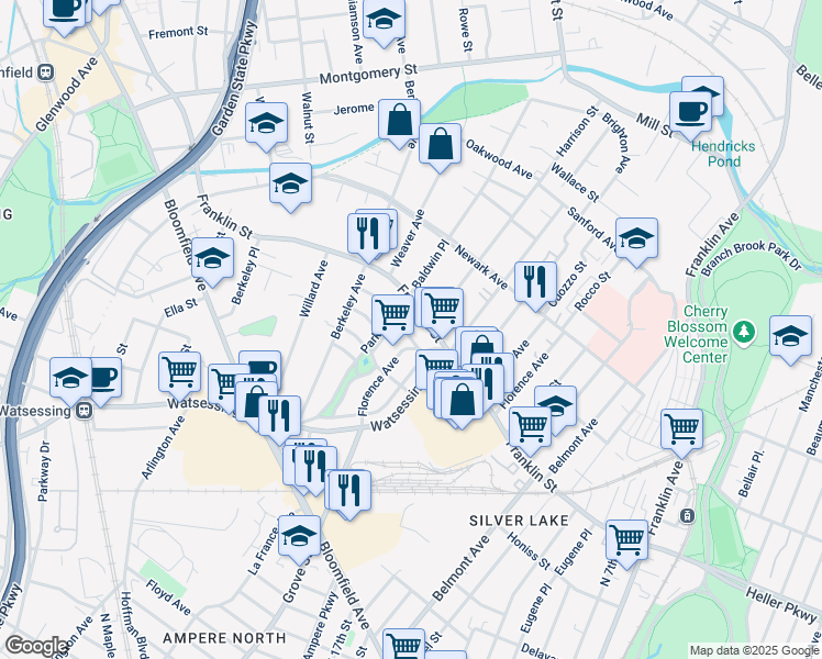 map of restaurants, bars, coffee shops, grocery stores, and more near 33 Farrandale Avenue in Bloomfield