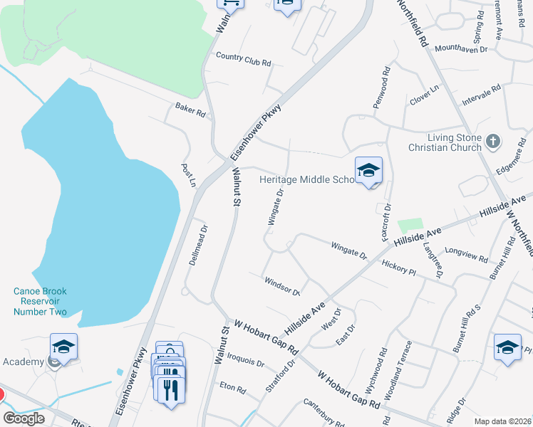 map of restaurants, bars, coffee shops, grocery stores, and more near 31 Wingate Drive in Livingston