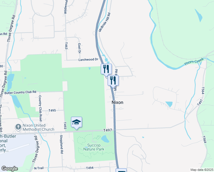 map of restaurants, bars, coffee shops, grocery stores, and more near in Nixon