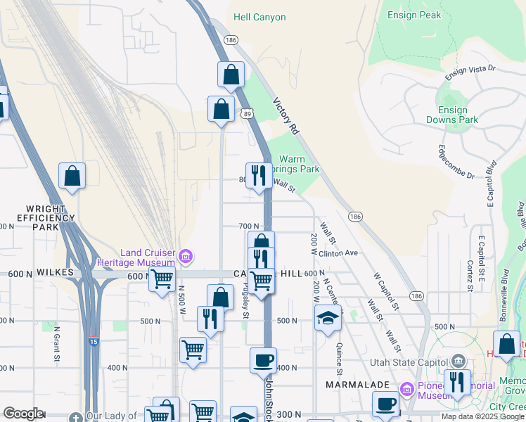 map of restaurants, bars, coffee shops, grocery stores, and more near 723 North 300 West in Salt Lake City